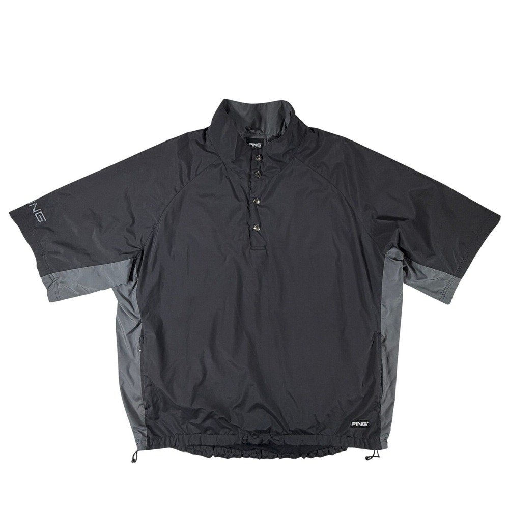Ping Collection Mens XL Short Sleeve Golf Windshirt Black Charcoal Snap Pullover
